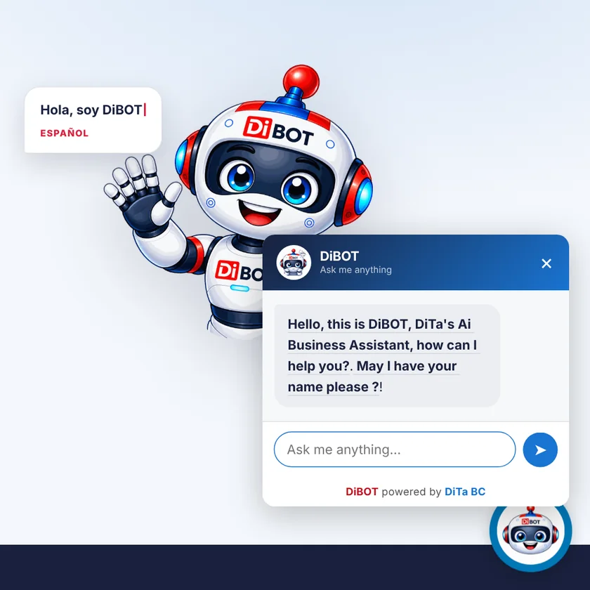 نافذة محادثة DiBOT مفتوحة على dibot.site